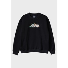 Lofux New Year New Me Siyah Bisiklet Yaka Sweatshirt