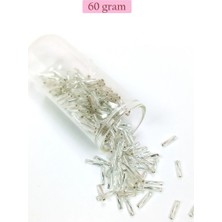 Sungur's Store Uzun Boru Kesme Boncuk Çap 2mm Uzunluk 10 mm - 60 Gram - Parlak Gümüş - BNC296