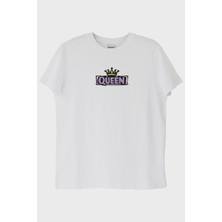 Lofux Queen Taç Beyaz Tişört