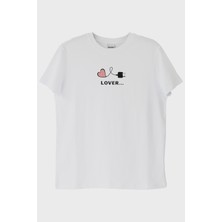 Lofux Lover Temalı Beyaz Tişört