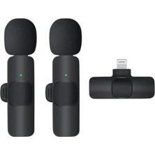 Sungur's Store K9 Kablosuz Yaka Mikrofonu Lightning 2’li Mini Mikrofon Youtube Tik Tok 2 Adet
