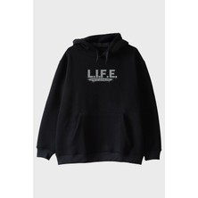 Lofux Life Mizahi Siyah Hoodie