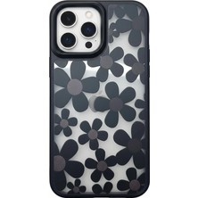Sungur's Store Iphone 16 Pro Max Çiçekli Kılıf Bağlama Aparatlı Siyah
