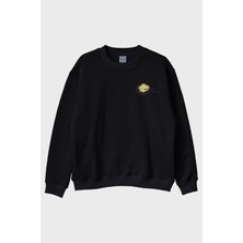 Lofux Astroid Siyah Bisiklet Yaka Sweatshirt