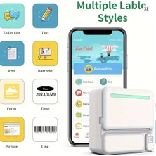 Sungur's Store Mini Taşınabilir Yazıcı 13 Rulo Kağıtlı Mürekkepsiz Etiket Yazıcısı Mini Termal Yazıcı