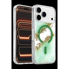 Sungur's Store Onegif Apple Iphone 17 Pro Max Lotus Simli Magsafe Kapak - Yeşil