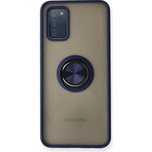 Sungur's Store Samsung Galaxy A02S Kılıf Montreal Yüzüklü Silikon Kapak - Lacivert
