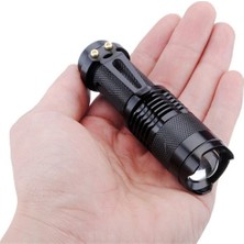 Sungur's Store Cree Q5 LED Zoomlu  Pilli Mini Feneri 14500 Pil Ile Çalışma Özelliği