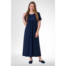 Mecit Pijama Mecit 6029 Lacivert Büyük Beden Kadın Gecelik