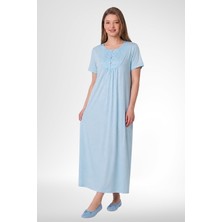 Mecit Pijama Mecit 6029 Mavi Büyük Beden Kadın Gecelik