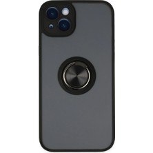 Sungur's Store Apple Iphone 14 Kılıf Montreal Yüzüklü Silikon Kapak - Siyah