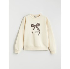 Lc Waikiki Yeni Sezon Fiyonk Baskılı Kız Çocuk Kalın Sweatshirt