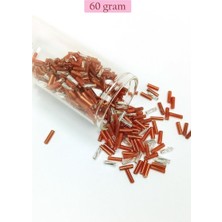 Sungur's Store Uzun Boru Kesme Boncuk Çap 2mm Uzunluk 10 mm - 60 Gram - Kahverengi Gümüş - BNC301