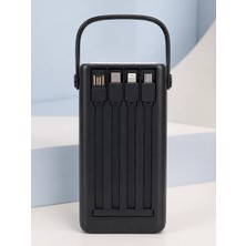 LED Aydınlatmalı Powerbank 50.000 Mah 22,5 W Hızlı Şarj 4 Dahili Kablolu Dijital Pil Göstergeli Batarya