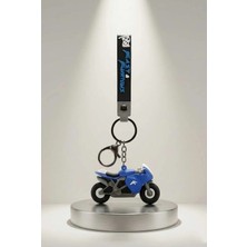 Invictus Design Mavi Siyah Beyaz 3D Motosiklet Figürlü Silikon Anahtarlık Çanta Süsü Charm