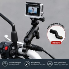 Zoli Aksiyon Kamera Uyumlu Motosiklet,bisiklet,scooter 360° Ayarlanabilir Gidon Bağlantı Aparatı