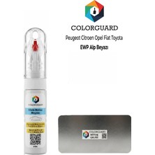 COLORGUARD Peugeot-Citröen-Opel EWP Alp Beyazı İğneli ve Fırçalı 2 si 1 Arada Özel Tasarım Şişe Rötuş Boyası ve Profesyonel Rötuş Çeliği Seti