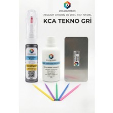 COLORGUARD Peugeot Citröen Opel KCA Tekno Gri İğneli ve Fırçalı 2 si 1 Arada Rötuş Boyası Yüzey Temizleme Solüsyonu Profesyonel ve Çapaksız Rötuş Çeliği 5'li Uygulama Çubuğu Seti
