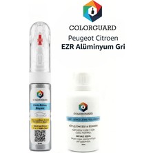 COLORGUARD Peugeot Citröen EZR Alüminyum Gri İğneli & Fırçalı Şişe Rötuş Boyası ve Yüzey Temizleme Solüsyonu Seti