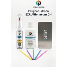 COLORGUARD Peugeot Citröen EZR Alüminyum Gri İğneli ve Fırçalı 2 si 1 Arada Rötuş Boyası Yüzey Temizleme Solüsyonu Profesyonel ve Çapaksız Rötuş Çeliği 5'li Uygulama Çubuğu Seti