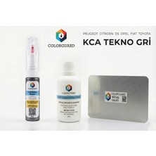 COLORGUARD Peugeot Citröen Opel KCA Tekno Gri Rötuş Seti - 2 si 1 Arada İğne ve Fırça Uçlu Şişe, Solüsyon ve Rötuş Çeliği