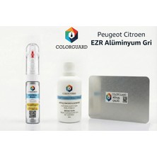 COLORGUARD Peugeot Citröen EZR Alüminyum Gri Rötuş Seti - 2 si 1 Arada İğne ve Fırça Uçlu Şişe, Solüsyon ve Rötuş Çeliği
