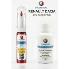 COLORGUARD Renault Dacia B76 Ateş Kırmızı İğneli & Fırçalı Şişe Rötuş Boyası ve Yüzey Temizleme Solüsyonu Seti
