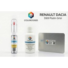 COLORGUARD Renault Dacia D69 Platin Grisi Rötuş Seti - 2 si 1 Arada İğne ve Fırça Uçlu Şişe, Solüsyon ve Rötuş Çeliği