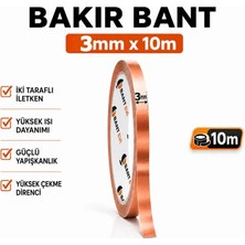 Bant Evi İletken Bakır Bant İnce 3mm Genişlikte, 10metre Uzunlukta İki Taraflı İletken