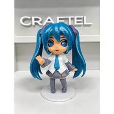 Craftel Hatsune Miku Anime Chibi Figür 3D Figür El Boyaması 10 cm