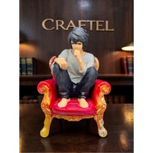 Craftel Death Note L Lawliet Koltukta Oturan Figür 3D Figür El Boyaması 10 cm