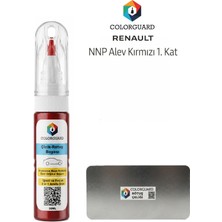 COLORGUARD Renault NNP Alev Kırmızı 1. Kat İğneli ve Fırçalı 2 si 1 Arada Özel Tasarım Şişe Rötuş Boyası ve Profesyonel Rötuş Çeliği Seti