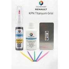 COLORGUARD Renault KPN Titanyum Grisi İğneli ve Fırçalı 2 si 1 Arada Rötuş Boyası Yüzey Temizleme Solüsyonu Profesyonel ve Çapaksız Rötuş Çeliği 5'li Uygulama Çubuğu Seti