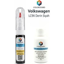 COLORGUARD Volkswagen LC9X Derin Siyah İğneli & Fırçalı Şişe Rötuş Boyası ve Yüzey Temizleme Solüsyonu Seti