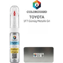 COLORGUARD Toyota 1f7 Gümüş Metalik Gri İğneli ve Fırçalı 2 si 1 Arada Özel Tasarım Şişe Rötuş Boyası ve Profesyonel Rötuş Çeliği Seti