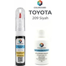 COLORGUARD Toyota 209 Siyah İğneli & Fırçalı Şişe Rötuş Boyası ve Yüzey Temizleme Solüsyonu Seti