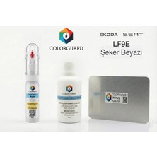 COLORGUARD Škoda Seat LF9E Şeker Beyazı Rötuş Seti - 2 si 1 Arada iğne ve Fırça Uçlu Şişe, Solüsyon ve Rötuş Çeliği