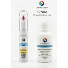 COLORGUARD Toyota 070 Sedefli İnci Beyazı 1.kat İğneli & Fırçalı Şişe Rötuş Boyası ve Yüzey Temizleme Solüsyonu Seti