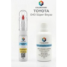 COLORGUARD Toyota 040 Süper Beyaz İğneli & Fırçalı Şişe Rötuş Boyası ve Yüzey Temizleme Solüsyonu Seti