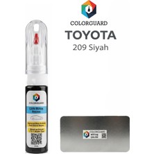 COLORGUARD Toyota 209 Siyah İğneli ve Fırçalı Özel Tasarım Şişe Rötuş Boyası ve Profesyonel Rötuş Çeliği Seti