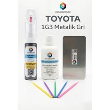 COLORGUARD Toyota 1G3 Metalik Gri İğneli ve Fırçalı 2 si 1 Arada Rötuş Boyası Yüzey Temizleme Solüsyonu Profesyonel ve Çapaksız Rötuş Çeliği 5'li Uygulama Çubuğu Seti