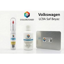 COLORGUARD Volkswagen LC9A Saf Beyaz Rötuş Seti - 2 si 1 Arada İğne ve Fırça Uçlu Şişe, Solüsyon ve Rötuş Çeliği