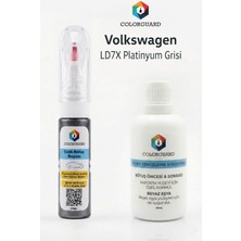 COLORGUARD Volkswagen LD7X Platinyum Grisi İğneli & Fırçalı Şişe Rötuş Boyası ve Yüzey Temizleme Solüsyonu Seti