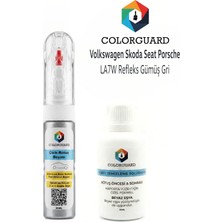 COLORGUARD Volkswagen Seat-Škoda LA7W Refleks Gümüş Gri İğneli & Fırçalı Şişe Rötuş Boyası ve Yüzey Temizleme Solüsyonu Seti
