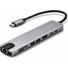 Mcdodo 8'i 1 Arada Usb-C Hub Adaptör - 100W Pd Hızlı Şarj, 4K Hdmı, Ethernet, Kart Okuyucu - MacBook ve Laptop Uyumlu