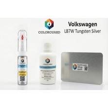COLORGUARD Volkswagen LB7W Tungsten Silver Rötuş Seti - 2 si 1 Arada İğne ve Fırça Uçlu Şişe, Solüsyon ve Rötuş Çeliği