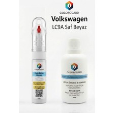 COLORGUARD Volkswagen LC9A Saf Beyaz İğneli & Fırçalı Şişe Rötuş Boyası ve Yüzey Temizleme Solüsyonu Seti