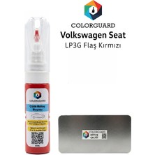 COLORGUARD Volkswagen Seat LP3G Flaş Kırmızı İğneli ve Fırçalı 2 si 1 Arada Özel Tasarım Şişe Rötuş Boyası ve Profesyonel Rötuş Çeliği Seti