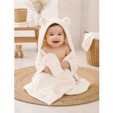Babys Tasarım Bebek Banyo Havlusu ve Banyo Kesesi Seti %100 Pamuk Yumuşak Dokulu Yenidoğan Bebek Havlusu