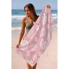 Valerine Life Plaj Havlusu 70X140CM Havuz Spa Sauna Spor Pamuklu Emici Pembe Tropik Çiçek